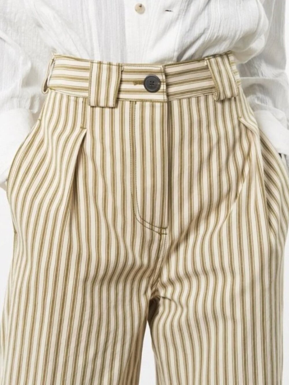 Mara Hoffman Jade Twill Pant in Olive Stripe EUC